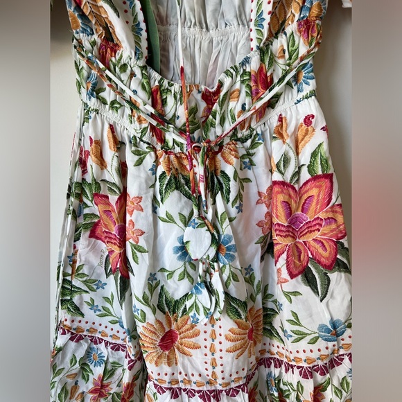 Farm Rio Off-White Bloom Garden Euroflax Premium Linen Mini Dress NWT Size XS - Picture 14 of 16